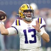 Photo: LSU quarterback Garrett Nussmeier (13) passes duri