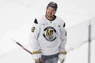 Vegas Golden Knights center Tomas Hertl (48) practices at City National Arena Thursday, Sept. 19, 2024.