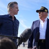 Photo: President Donald Trump talks with California Gov. 
