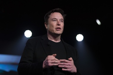 Tesla CEO Elon Musk speaks at the company’s design studio in Hawthorne,&nbsp;Calif. 