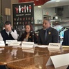 U.S. Rep. Steven Horsford, D-North Las Vegas, speaks Thursday, Feb. 20, 2025, before Culinary Union members at the Culinary Academy of Las Vegas, discussing his proposal, which would include ending income tax on tipped wages. With him are, from left, Aaron Deview, a bartender at Golden Nugget; Yolandda Garcia, a fountain worker at Resorts World; and Ted Pappageorge, Secretary-Treasurer for the Culinary Union.