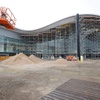 A view of the “ribbon roof” and exterior glass at the Central Hall during a hard hat tour of the renovations under construction at the Las Vegas Convention Center’s Central Hall Tuesday, June 3, 2025.