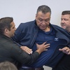 Photo: U.S. Sen. Alex Padilla, D-Calif., is pushed out of