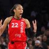 Photo: Las Vegas Aces center A'ja Wilson (22) reacts afte