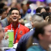 Photo: A teacher laughs during a Clark County School Dist