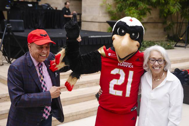 The Vegas Knight Hawks celebrate their IFL National Championship win at the M Resort in Henderson, Thursday, Aug. 28, 2025.