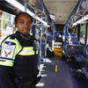 Regional Transportation Commission of Southern Nevada (RTC) Transit Security officer Maiya Morrow poses for a photo during a RTC “Everyday Safer” campaign press conference at Bonneville Transit Center, downtown, Tuesday, Sept. 30, 2025.