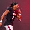 Atlanta Falcons running back Bijan Robinson (7) runs off the field after an NFL football game against the Buffalo Bills, Monday, Oct. 13, 2025, in Atlanta