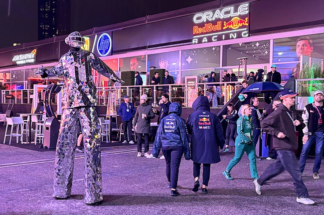A view of the Grand Prix Plaza during the 2025 F1 Las Vegas Grand Prix Friday, Nov. 21, 2025.