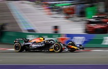 Red Bull Racing driver Max Verstappen (1) races during the Formula One Las Vegas Grand Prix Saturday, Nov. 22,&nbsp;2025.