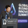 Ikwhang Chang, CEO of Mona Inc., speaks about his Korea based company’s electric vehicle battery diagnosis system during the Global Business Innovation Summit in Summerlin, Monday, Jan. 5, 2026.