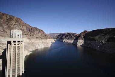 Lake Mead is shown from the Hoover Dam in Boulder City, Tuesday, Feb. 3,&nbsp;2026.