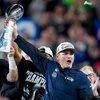 Seattle Seahawks head coach Mike MacDonald hold the Lombardi Trophy after defeating the New England Patriots the NFL Super Bowl 60 football game, Sunday, Feb. 8, 2026, in Santa Clara, Calif. 

