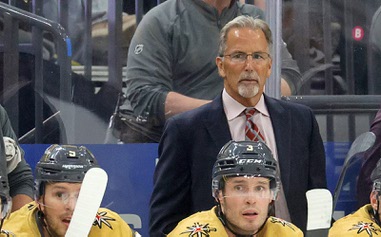 Vegas Golden Knights head coach John Tortorella watches play during the second period of an NHL hockey game between the Vegas Golden Knights and the Calgary Flames at T-Mobile Arena Thursday, April 2,&nbsp;2026.