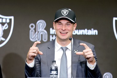 Las Vegas Raiders quarterback Fernando Mendoza responds to a question during a news conference at Las Vegas Raiders headquarters/Intermountain Health Performance Center in Henderson Friday, April 24, 2026. The Raiders acquired Mendoza with the first overall pick in the 2026 NFL draft on&nbsp;Thursday.