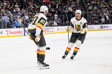 Shea Theodore scored on a snap shot from the high slot with 51.5 seconds left in overtime as the Vegas Golden Knights beat the Utah Mammoth 5-4 on Monday night ...