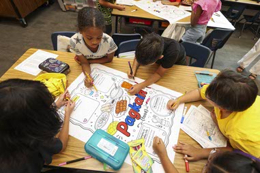 Third grade students work on a Filipino worksheet during an Asian-American/Pacific Islander history class at Dennis Ortwein Elementary School Thursday, April 30,&nbsp;2026.