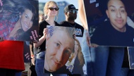 Fifty-eight survivors of the Oct. 1, 2017, mass shooting on the Strip stood together Thursday evening in a circle on the future grounds of the permanent memorial. Each held a picture of someone lost in the massacre nine years ago.