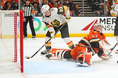Mitch Marner had three goals and an assist in his first career playoff hat trick, and the Vegas Golden Knights routed the Anaheim Ducks 6-2 on Friday night to take a 2-1 lead in their second-round series.