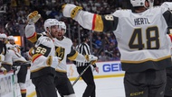 Dylan Coghlan scored his first playoff goal to get Vegas rolling, Carter Hart made 36 saves and the Golden Knights opened the Western Conference Final by holding ...