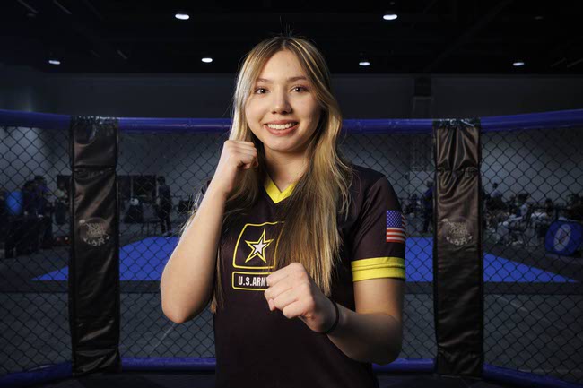 Melia Monti, 16, World Association of Kickboxing Organizations competitor for the USA Team, poses for a photo during Battle of Las Vegas International Martial Arts Championships at World Market Center Saturday, May 23, 2026.