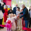 Andrew and Peggy Cherng, co-founders and co-CEOs of Panda Express, are joined by former Siena Pediatric patients who benefit from Children's Miracle Network invited to test out equipment at a new learning area designed to help them cope with illness through self-expression, play, and arts and crafts.