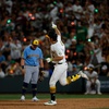 Photo: Athletics' Nick Kurtz (16) rounds the bases after 