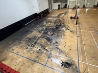 An illegal firework landed on the roof of the group’s gymnasium in southwest Las Vegas on Friday night, tearing a gigantic hole in the structure and sending debris crashing to the floor below. The incident caused about $750,000 in damage and left the league scrambling to ...