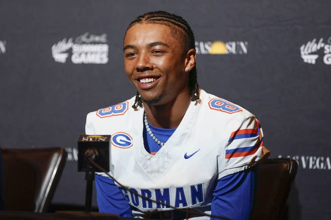 Bishop Gorman defensive back Hayden Stepp, a five-star recruit committed to the University of Oregon, is pictured at the Las Vegas Sun’s High School Football Media Day at Red Rock Resort, Tuesday, July 7, 2026. Stepp and Gorman are again ranked as the city's top team in the preseason. 