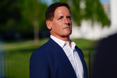 Mark Cuban talks with reporters after an event at the White House, May 18, 2026, in&nbsp;Washington. 
