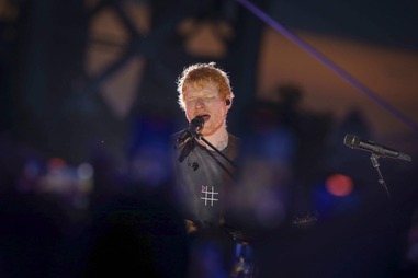 Ed Sheeran performs during a 2025 concert in New York. Sheeran brought his “LOOP Tour”  to Allegiant Stadium in Las Vegas on Saturday, July 18, 2026, playing more than 30 songs over 2½ hours for a crowd he put at roughly&nbsp;40,000.