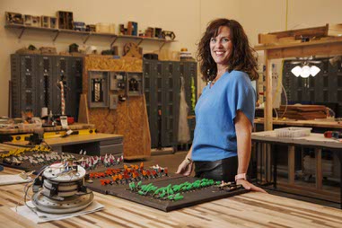 Principal Stephanie Kirby poses for a photo in a workshop at Southern Nevada Trades High School, Monday, Aug. 3,&nbsp;2026.