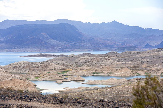 A view of Lake Mead from scenic overlook on Lakeshore Road in the Lake Mead National Recreation Area Sunday, Aug. 9, 2026.