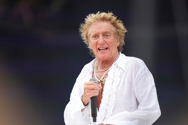 Rod Stewart performs during the Glastonbury Festival in Worthy Farm, Somerset, England, Sunday, June 29,&nbsp;2025. 
